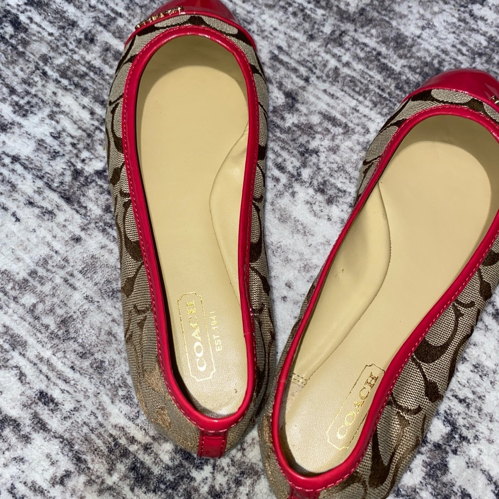 Women's Coach Ballet Flats Size 7.5 Brown and Pink